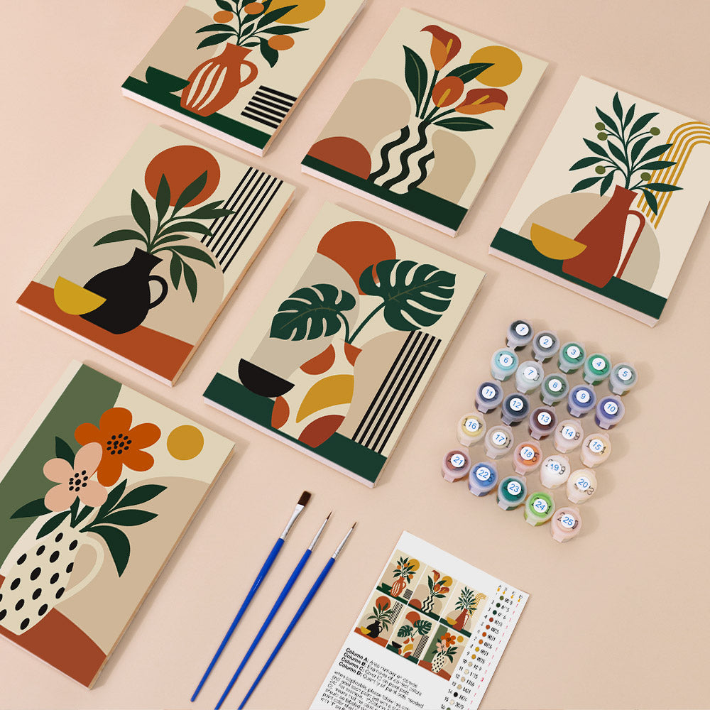 Striped Vase Calla and Monstera mini paint by numbers – image 1