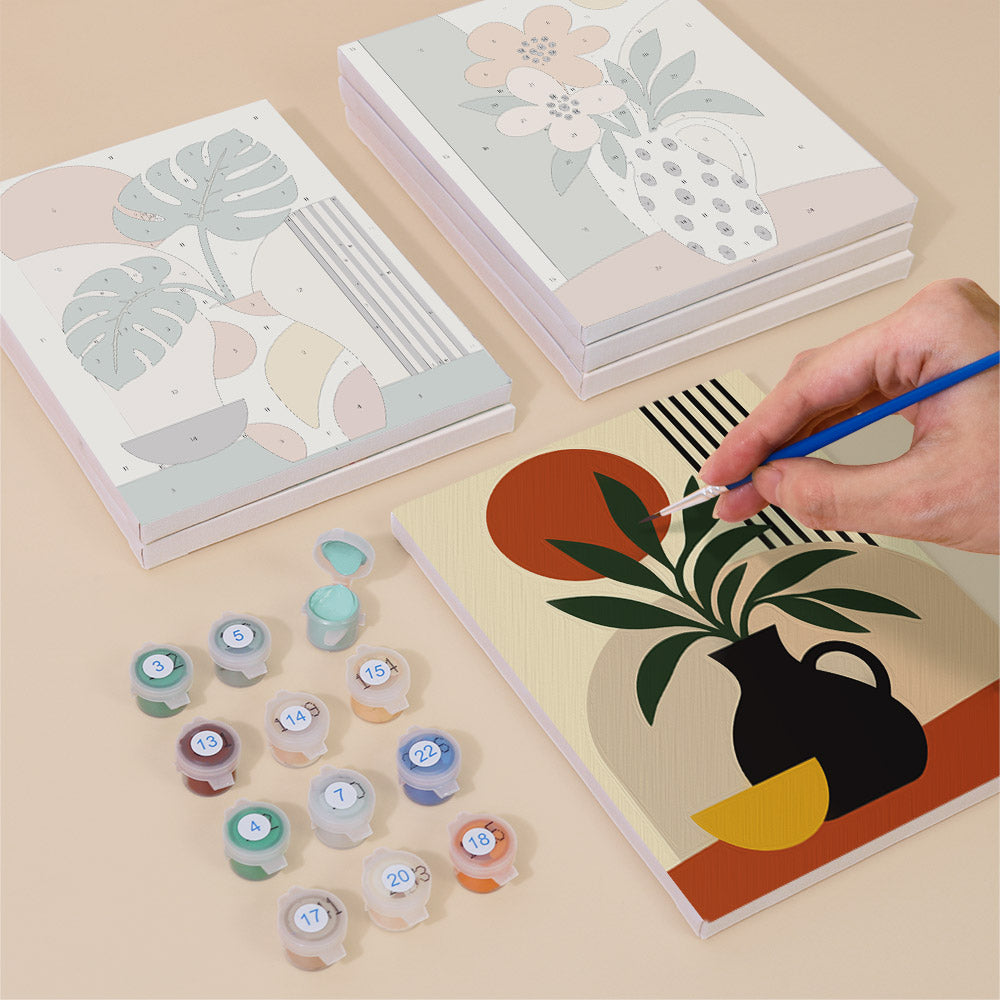 Striped Vase Calla and Monstera mini paint by numbers – image 4