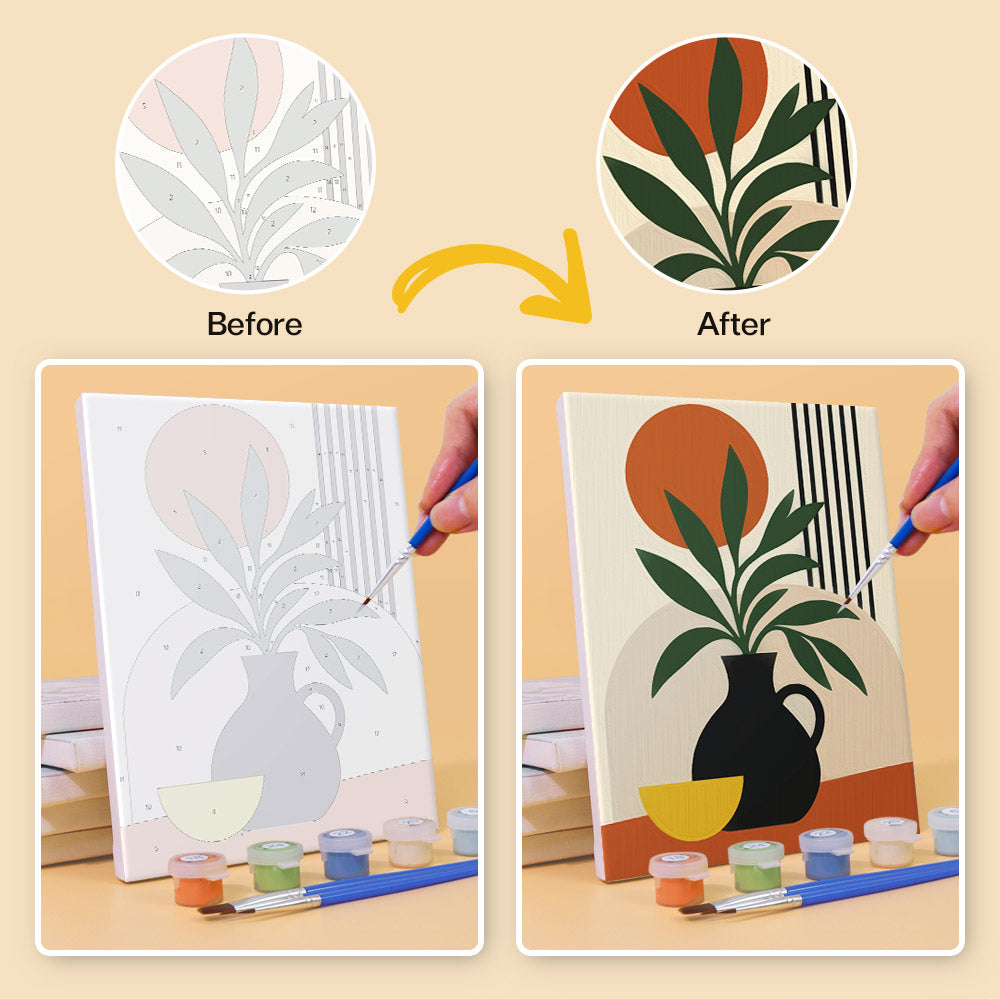 Striped Vase Calla and Monstera mini paint by numbers – image 10