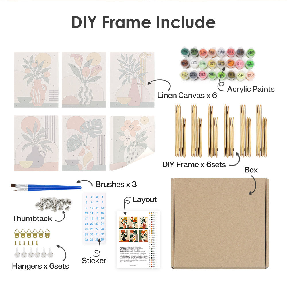 Striped Vase Calla and Monstera mini paint by numbers – image 18