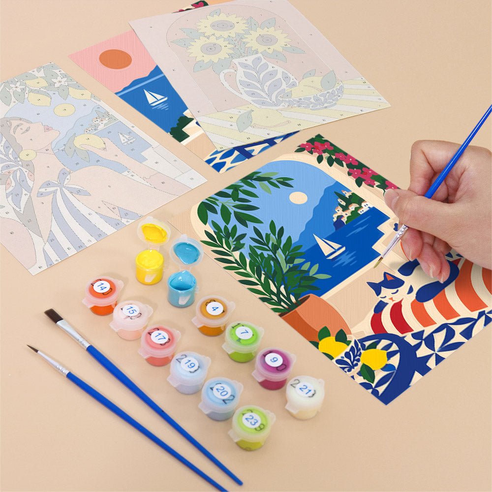 Cobalt Tiles and Sunflower Harbor mini paint by numbers – image 12
