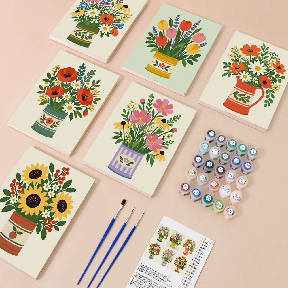 Painted Tin Wildflower Bouquets mini paint by numbers – image 1