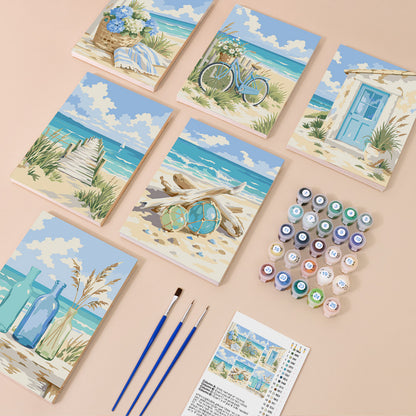 Blue Bottles and Driftwood Dunes mini paint by numbers – image 1