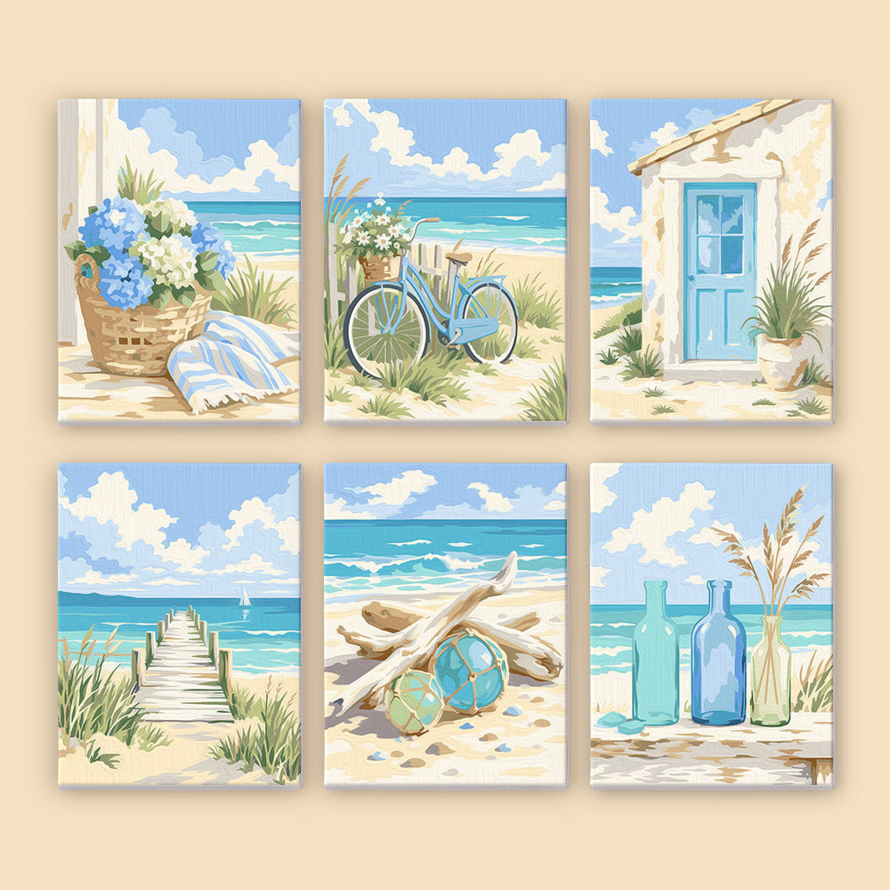 Blue Bottles and Driftwood Dunes mini paint by numbers – image 8