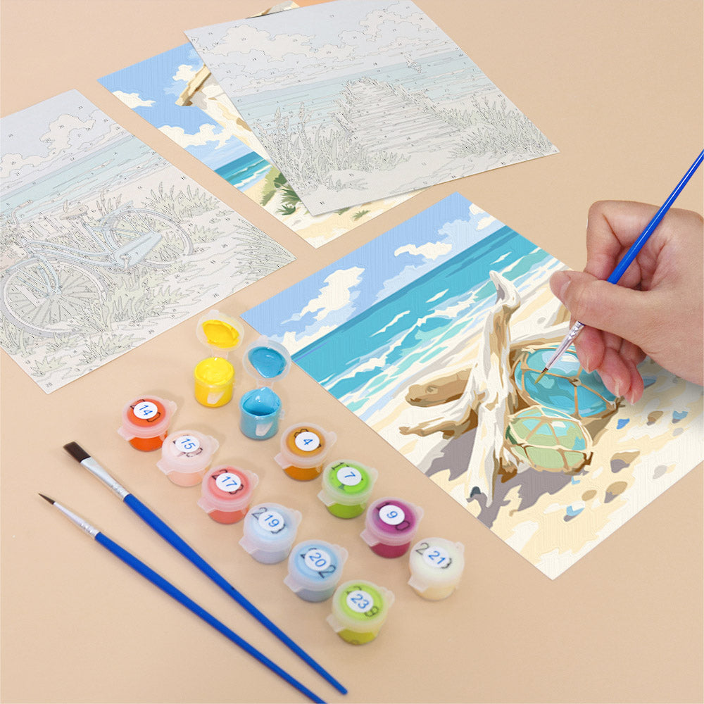 Blue Bottles and Driftwood Dunes mini paint by numbers – image 12