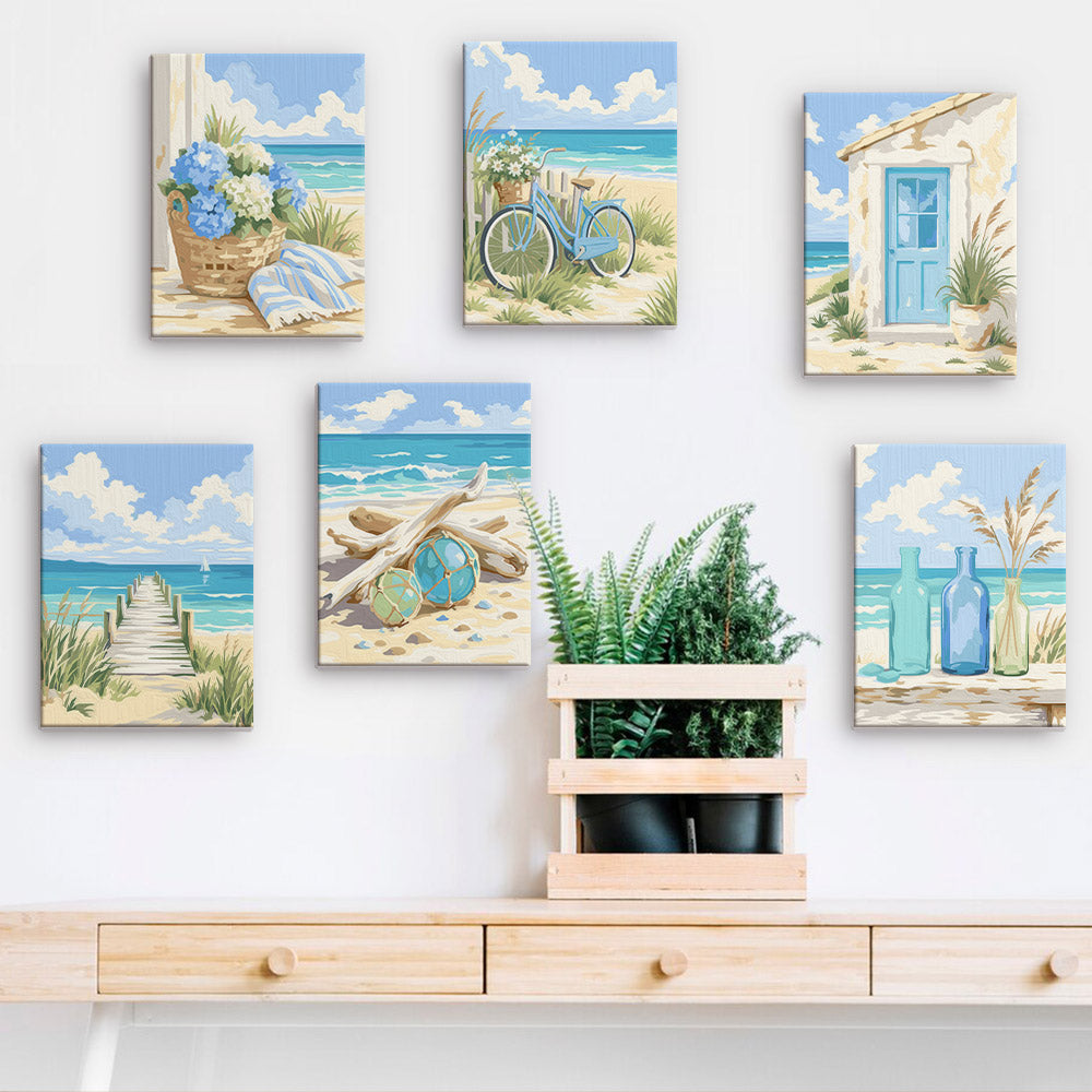 Blue Bottles and Driftwood Dunes mini paint by numbers – image 15