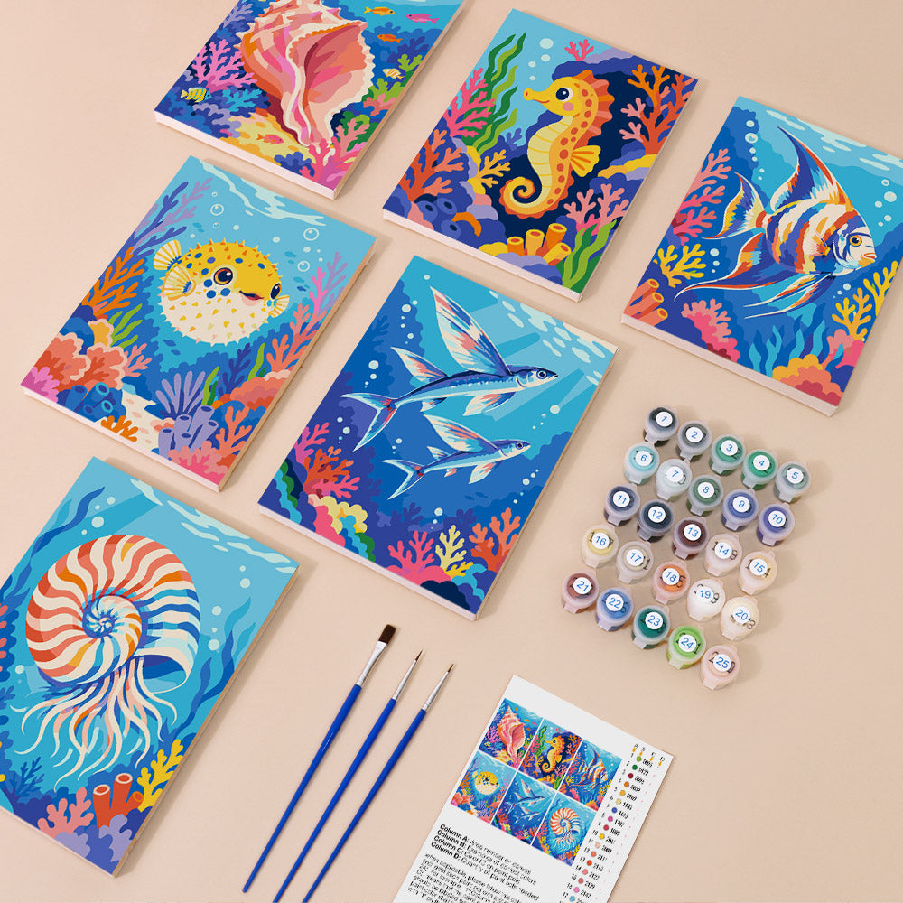 Vivid Coral Reef Creatures mini paint by numbers – image 1