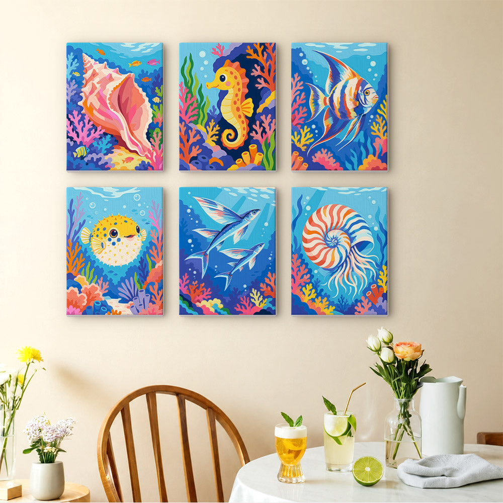 Vivid Coral Reef Creatures mini paint by numbers – image 14