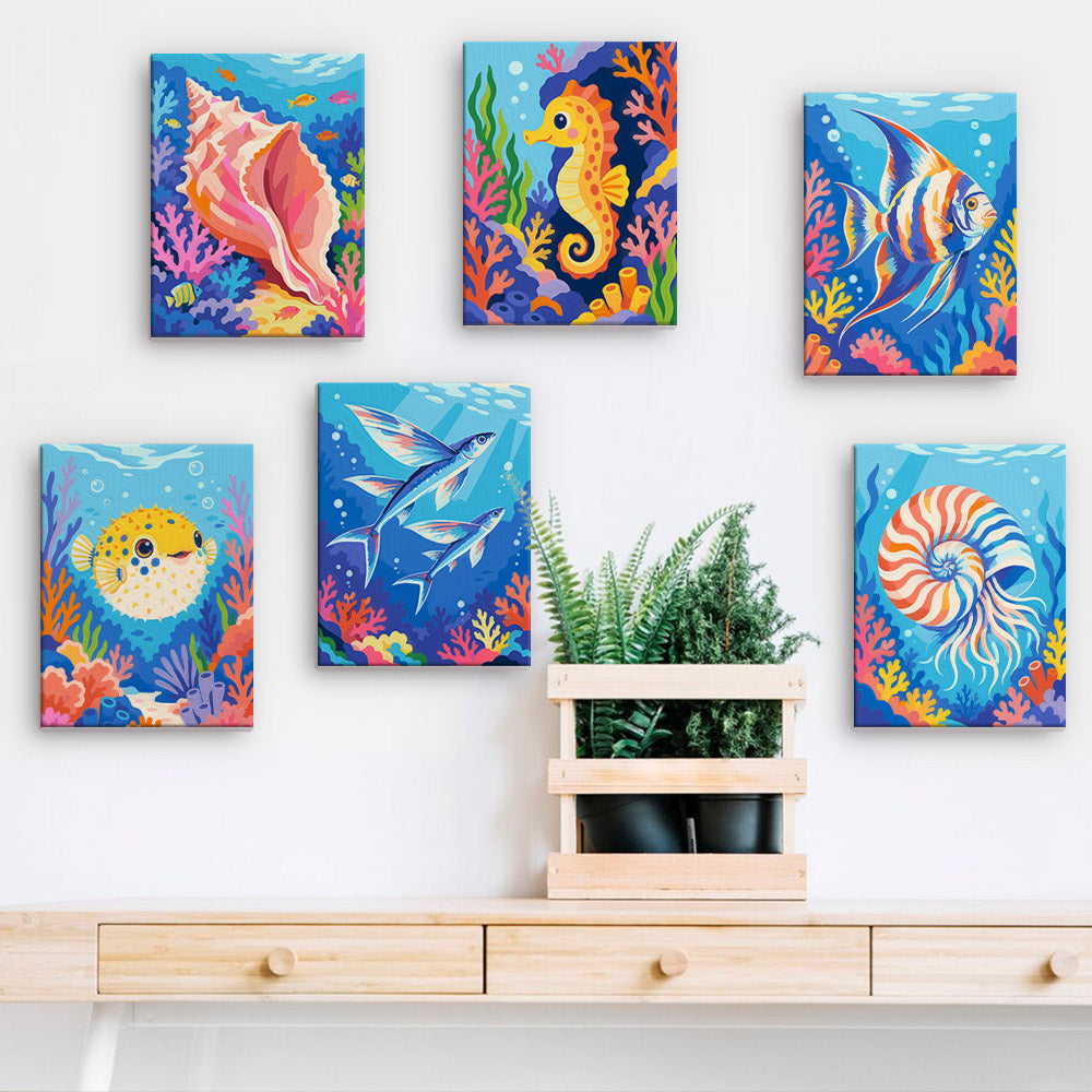Vivid Coral Reef Creatures mini paint by numbers – image 15