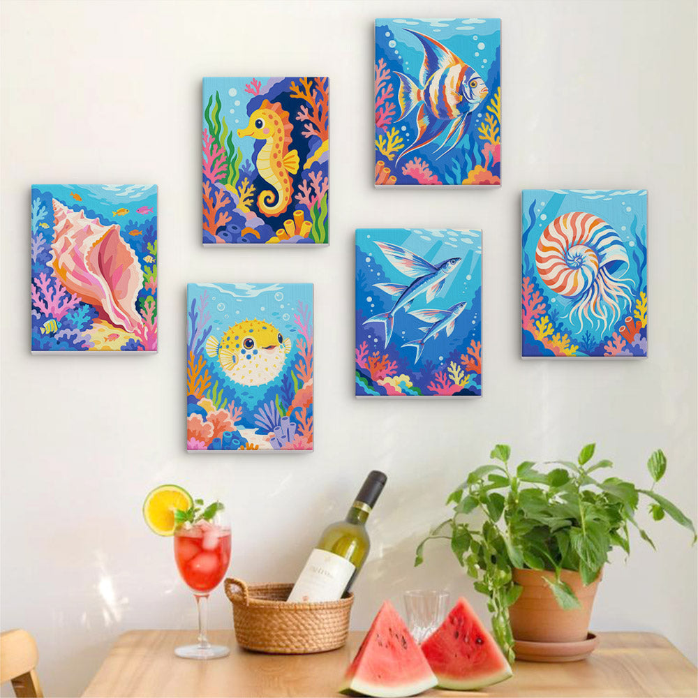 Vivid Coral Reef Creatures mini paint by numbers – image 17