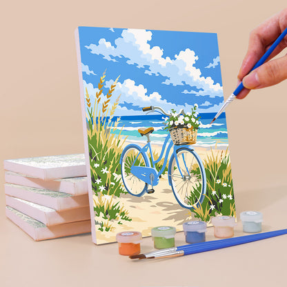 Striped Beach Tent and Sailboat mini paint by numbers – image 3