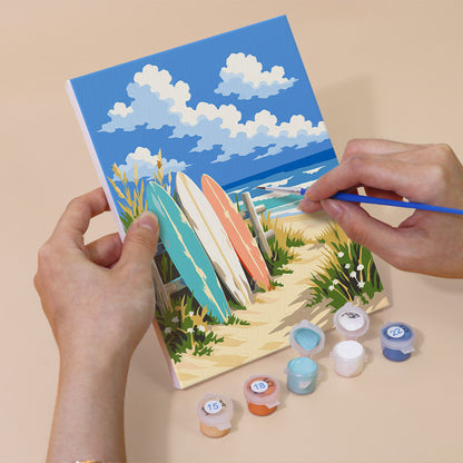 Striped Beach Tent and Sailboat mini paint by numbers – image 5