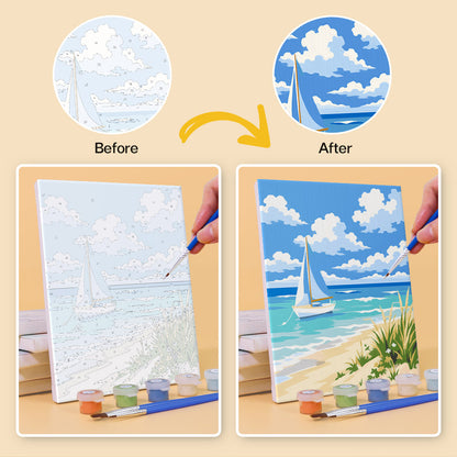 Striped Beach Tent and Sailboat mini paint by numbers – image 10