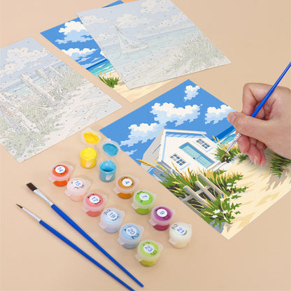 Striped Beach Tent and Sailboat mini paint by numbers – image 12