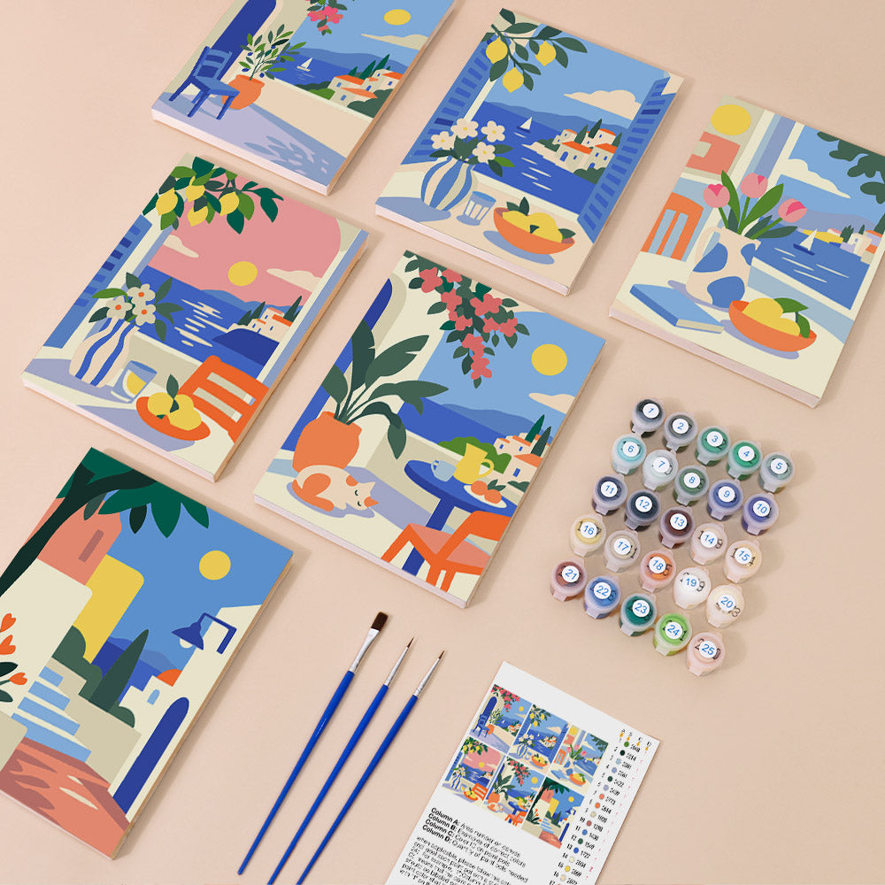 Mediterranean Balcony Views mini paint by numbers – image 1