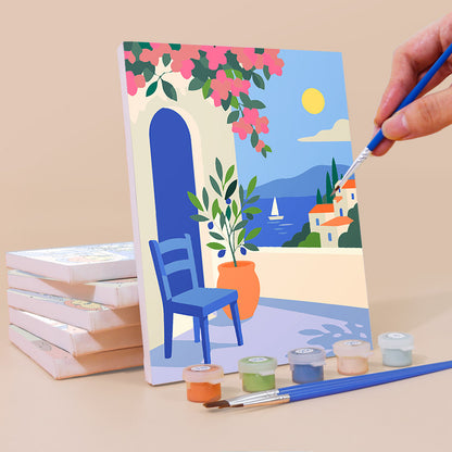 Mediterranean Balcony Views mini paint by numbers – image 3