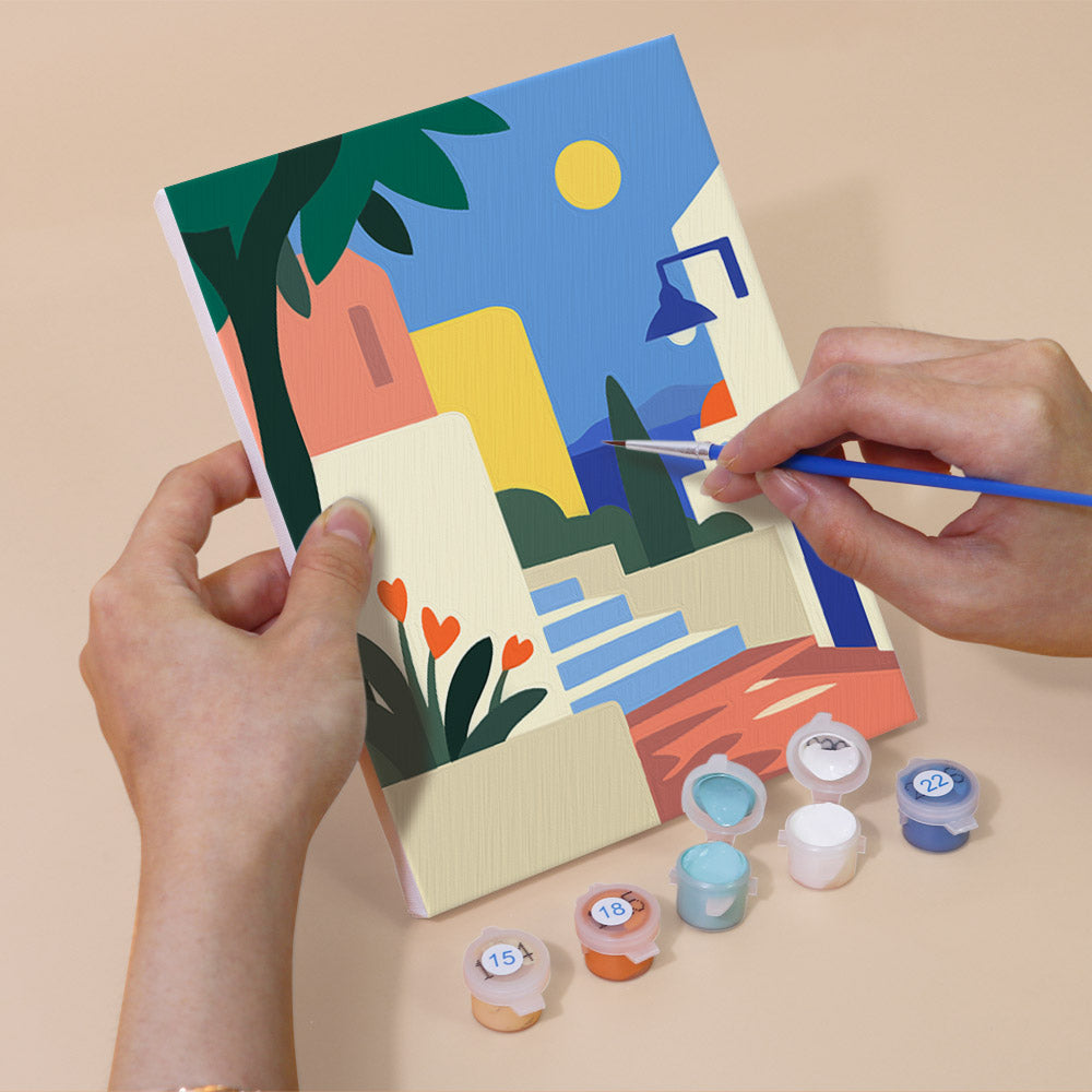 Mediterranean Balcony Views mini paint by numbers – image 5