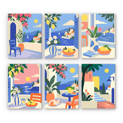 Mediterranean Balcony Views mini paint by numbers – image 7