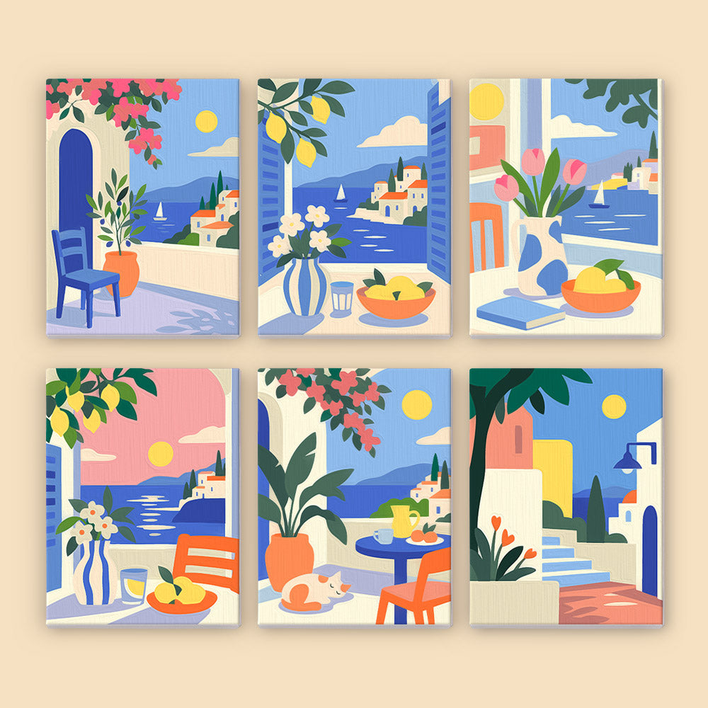 Mediterranean Balcony Views mini paint by numbers – image 8