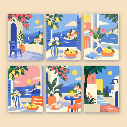 Mediterranean Balcony Views mini paint by numbers – image 8