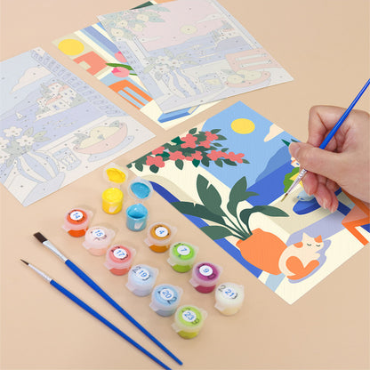 Mediterranean Balcony Views mini paint by numbers – image 12