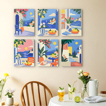 Mediterranean Balcony Views mini paint by numbers – image 14