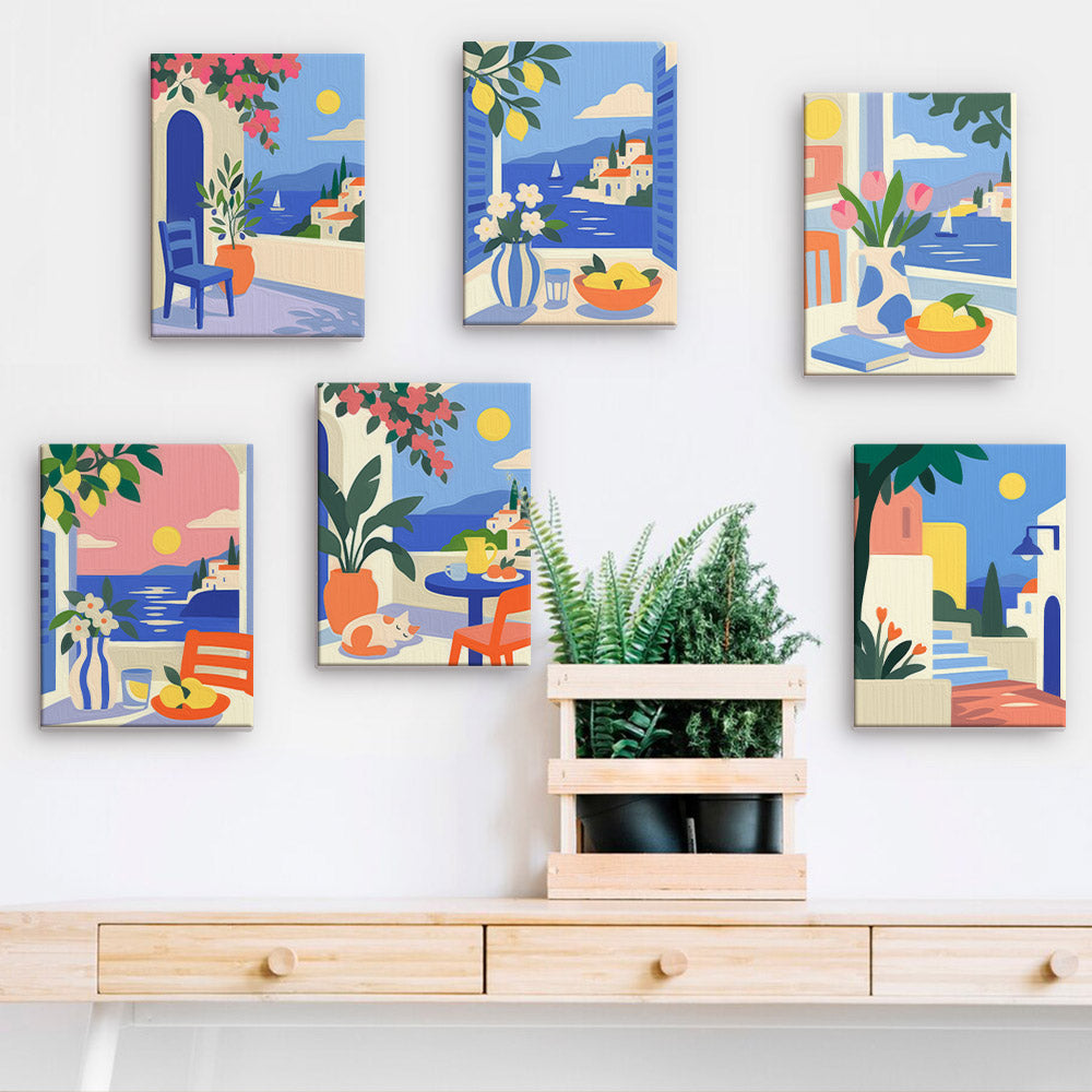 Mediterranean Balcony Views mini paint by numbers – image 15