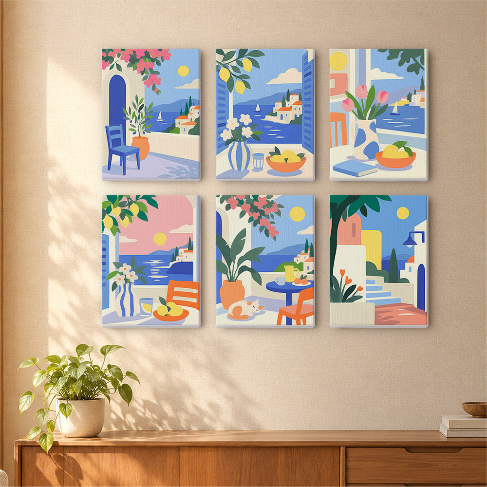Mediterranean Balcony Views mini paint by numbers – image 16