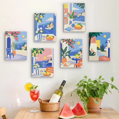 Mediterranean Balcony Views mini paint by numbers – image 17