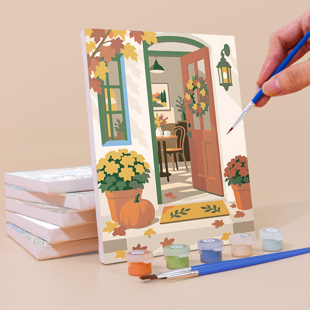 Wreathed Blue Door and Shutters mini paint by numbers – image 3