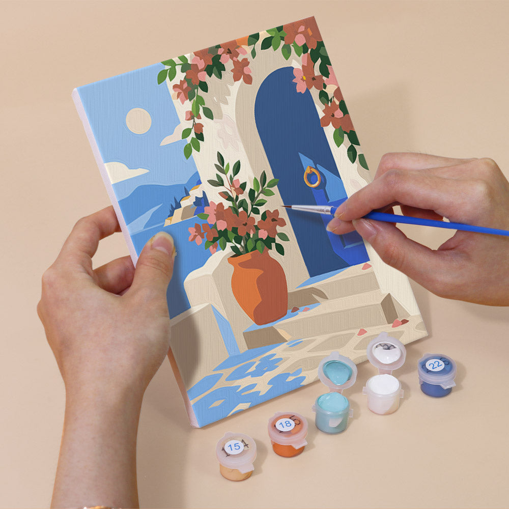 Wreathed Blue Door and Shutters mini paint by numbers – image 5
