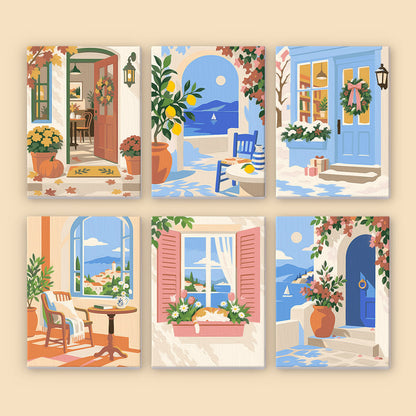 Wreathed Blue Door and Shutters mini paint by numbers – image 8