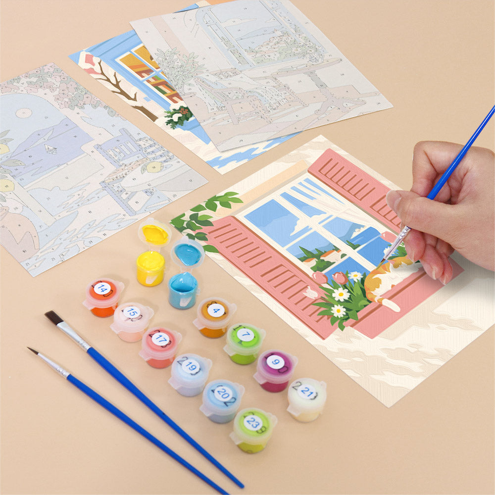 Wreathed Blue Door and Shutters mini paint by numbers – image 12