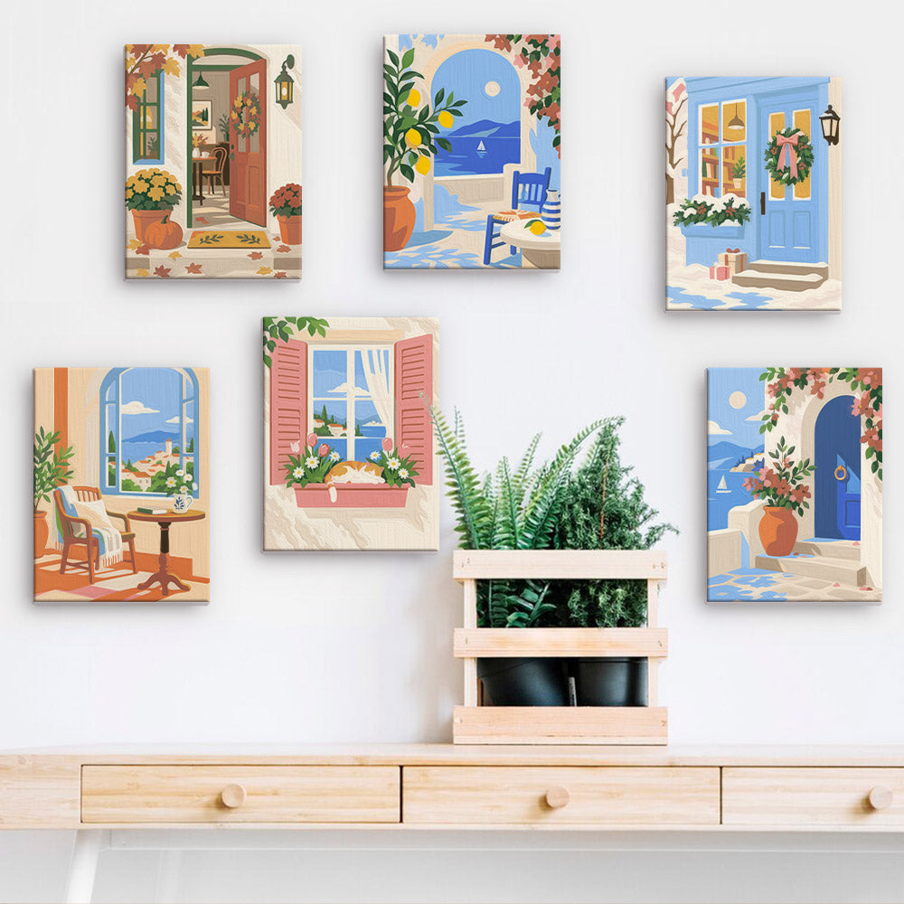 Wreathed Blue Door and Shutters mini paint by numbers – image 15