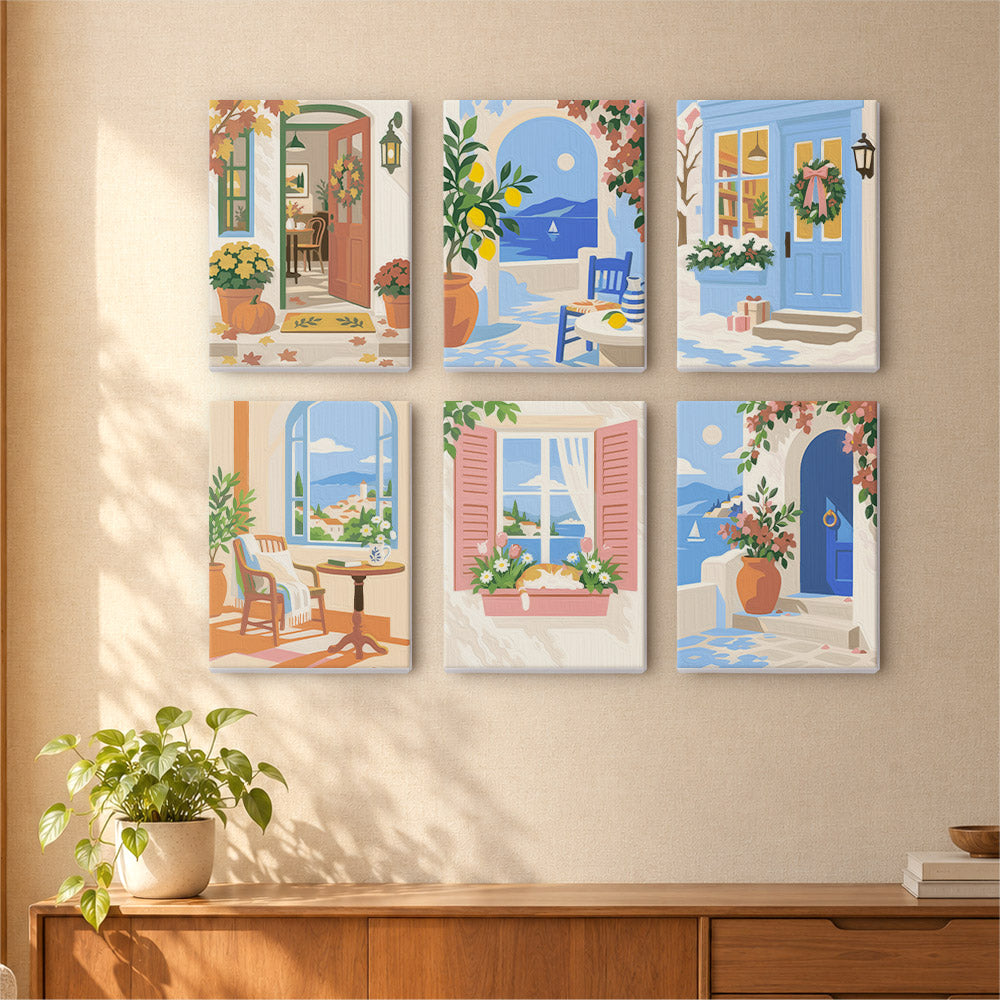Wreathed Blue Door and Shutters mini paint by numbers – image 16