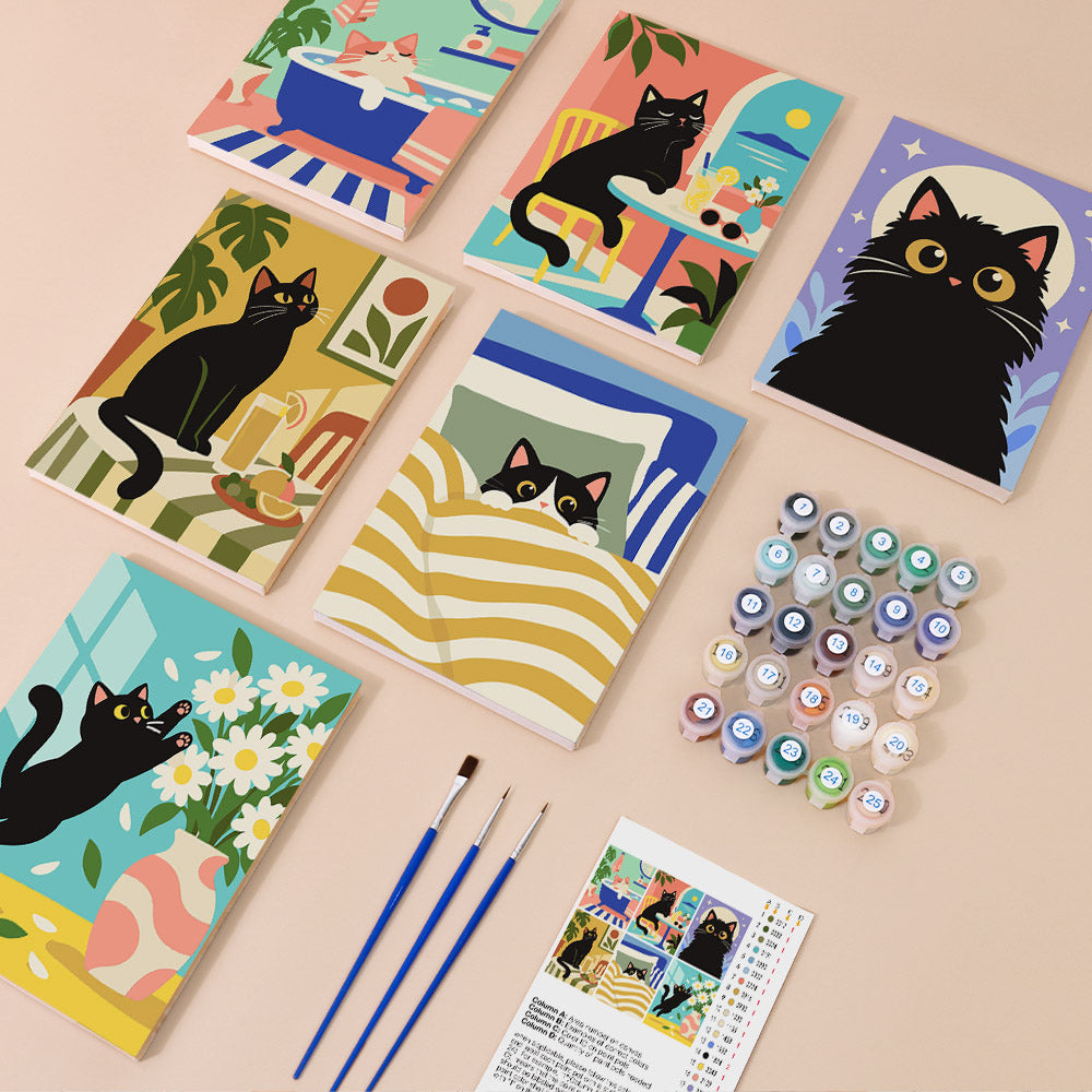 Black Cat Moments mini paint by numbers – image 1