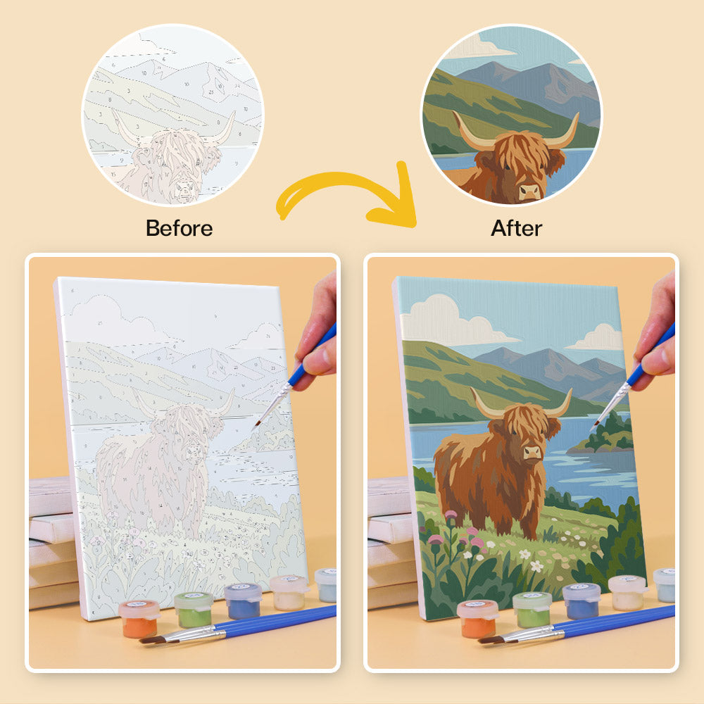Puffin and Highland Cow Glens mini paint by numbers – image 10