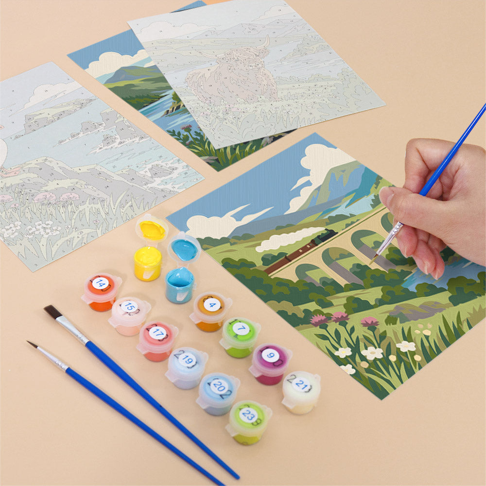 Puffin and Highland Cow Glens mini paint by numbers – image 12
