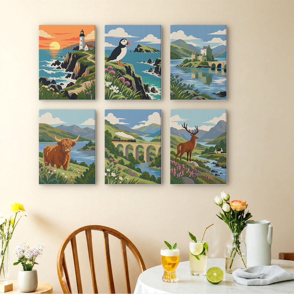 Puffin and Highland Cow Glens mini paint by numbers – image 14