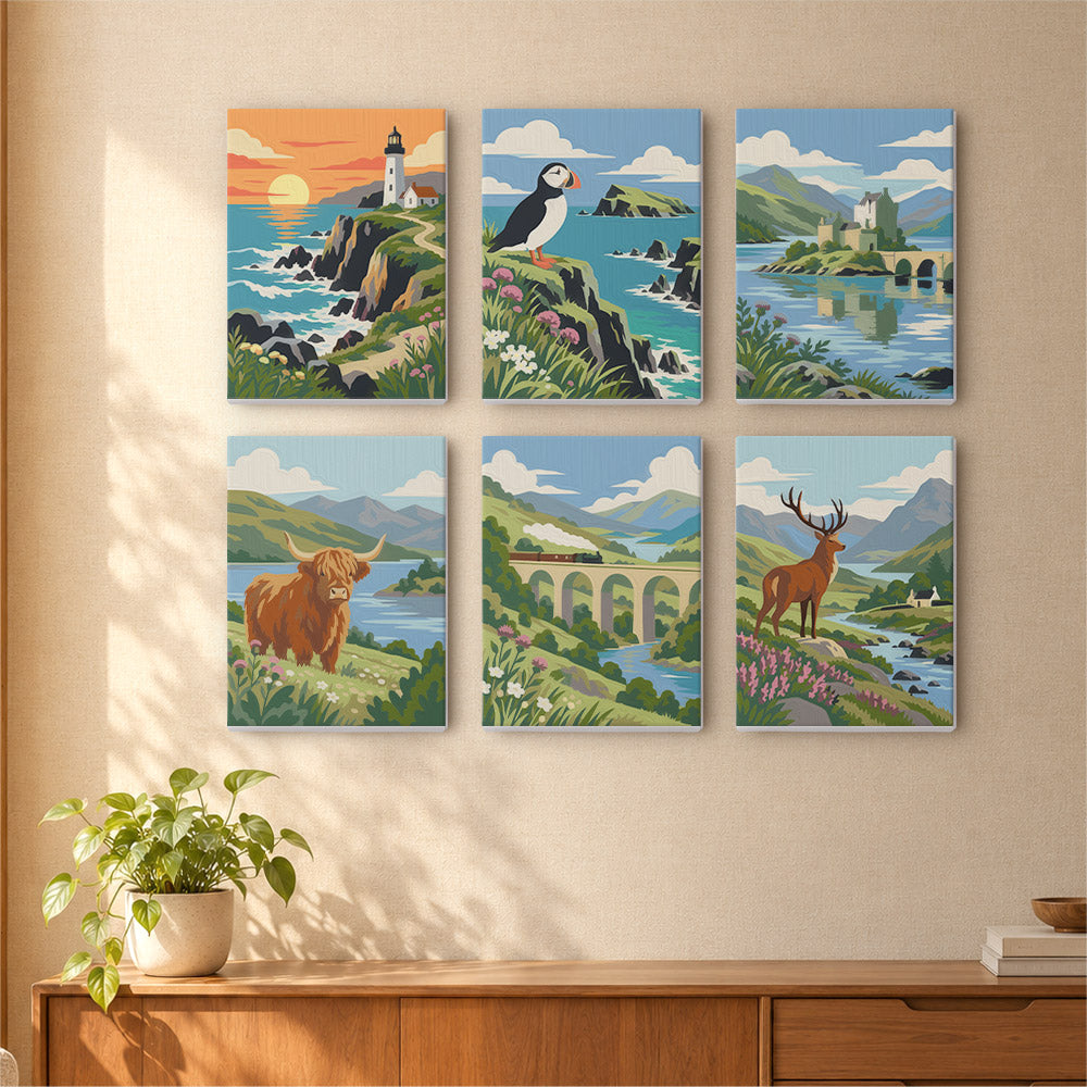 Puffin and Highland Cow Glens mini paint by numbers – image 16