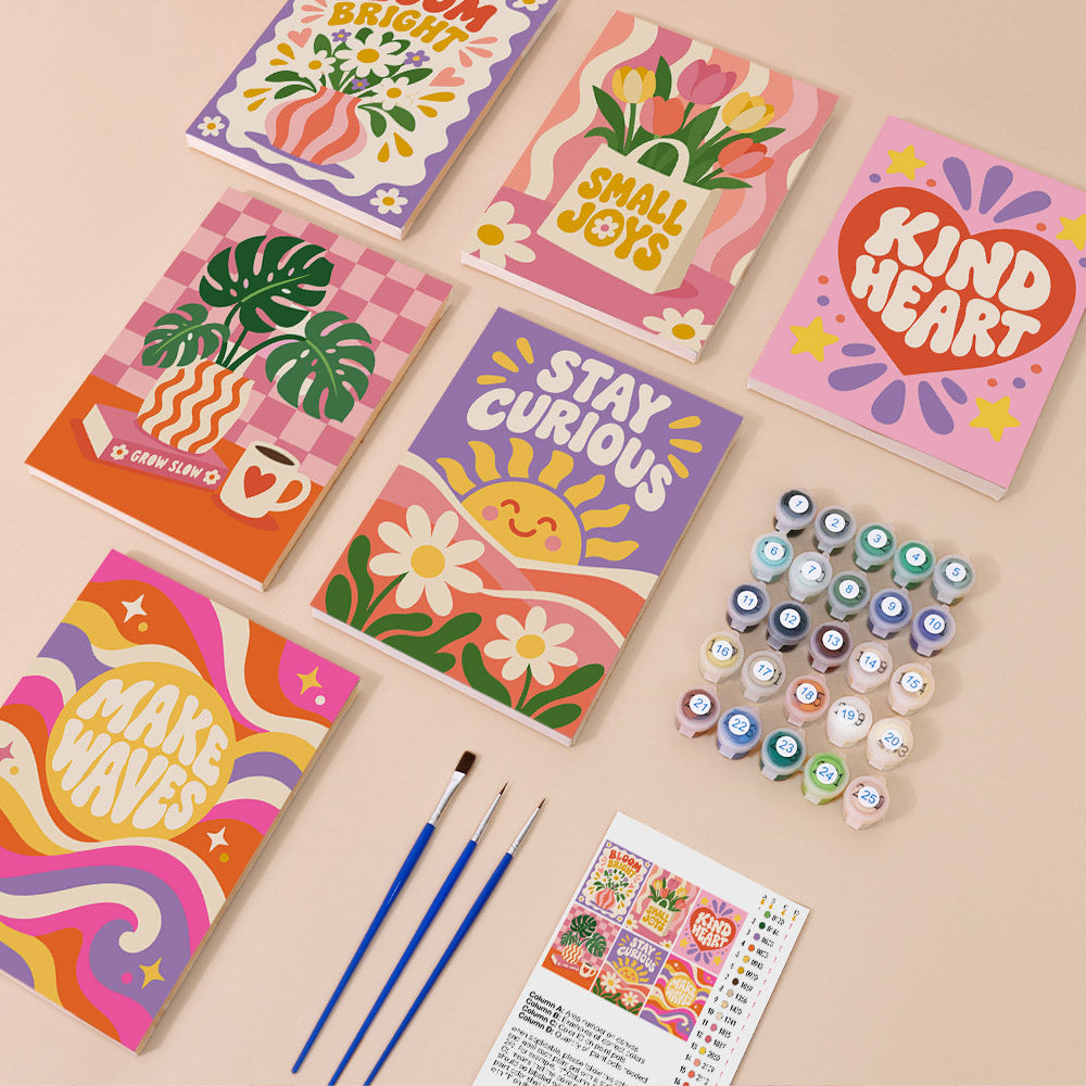 Positive Retro Florals mini paint by numbers – image 1