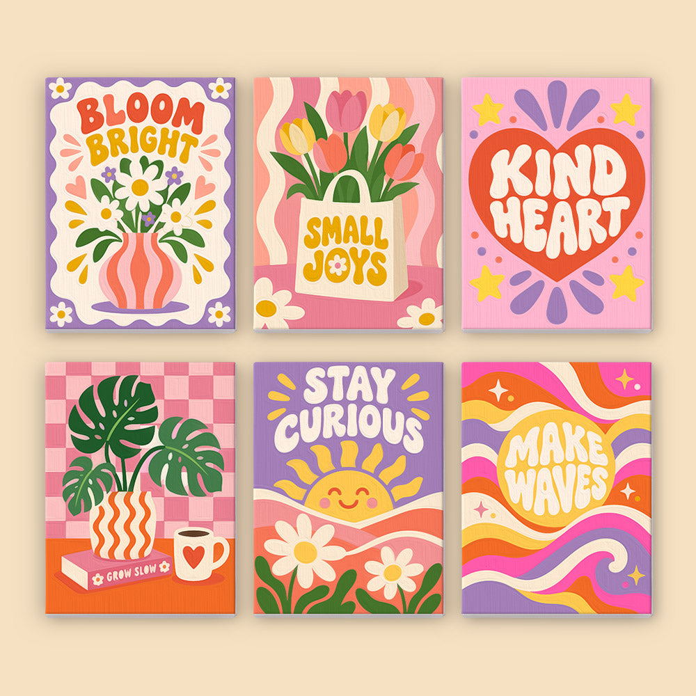Positive Retro Florals mini paint by numbers – image 8