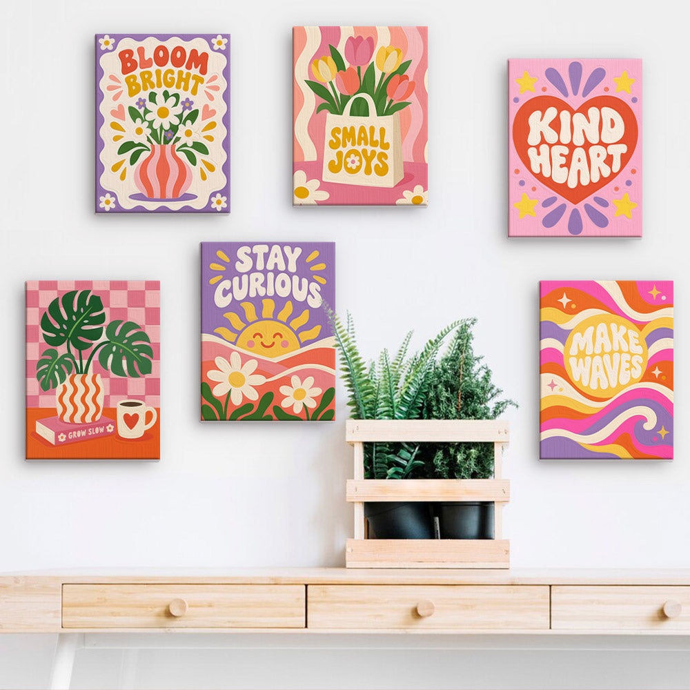 Positive Retro Florals mini paint by numbers – image 15