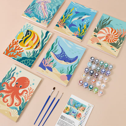 Colorful Ocean Animals mini paint by numbers – image 1