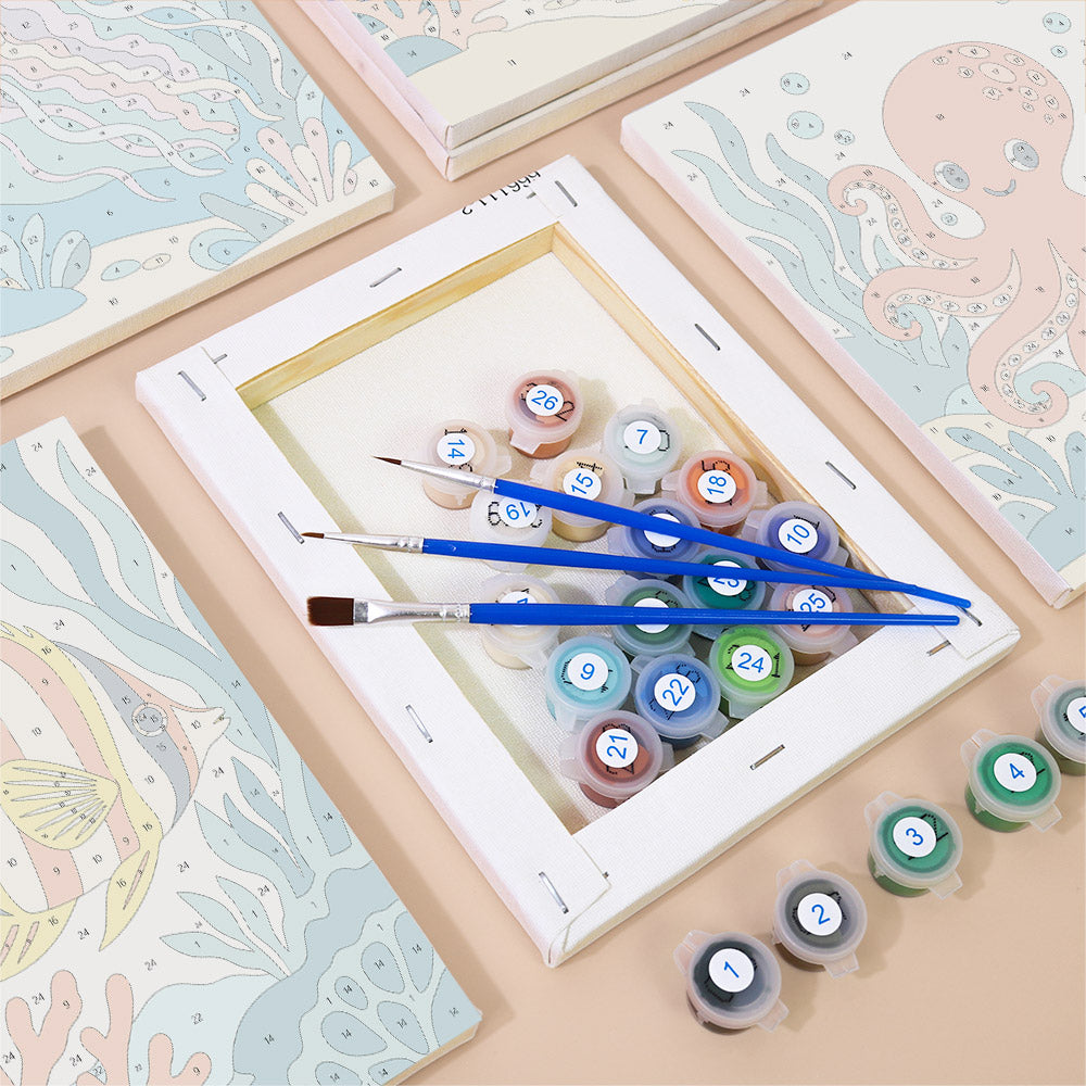 Colorful Ocean Animals mini paint by numbers – image 2