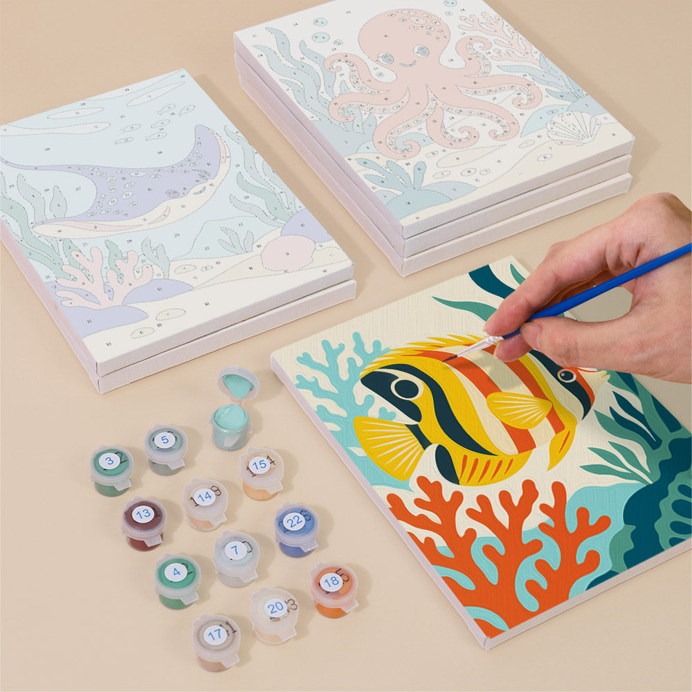 Colorful Ocean Animals mini paint by numbers – image 4