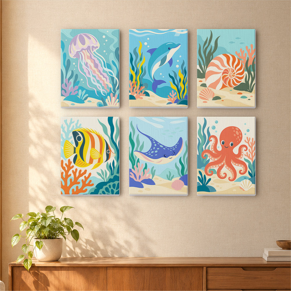 Colorful Ocean Animals mini paint by numbers – image 16