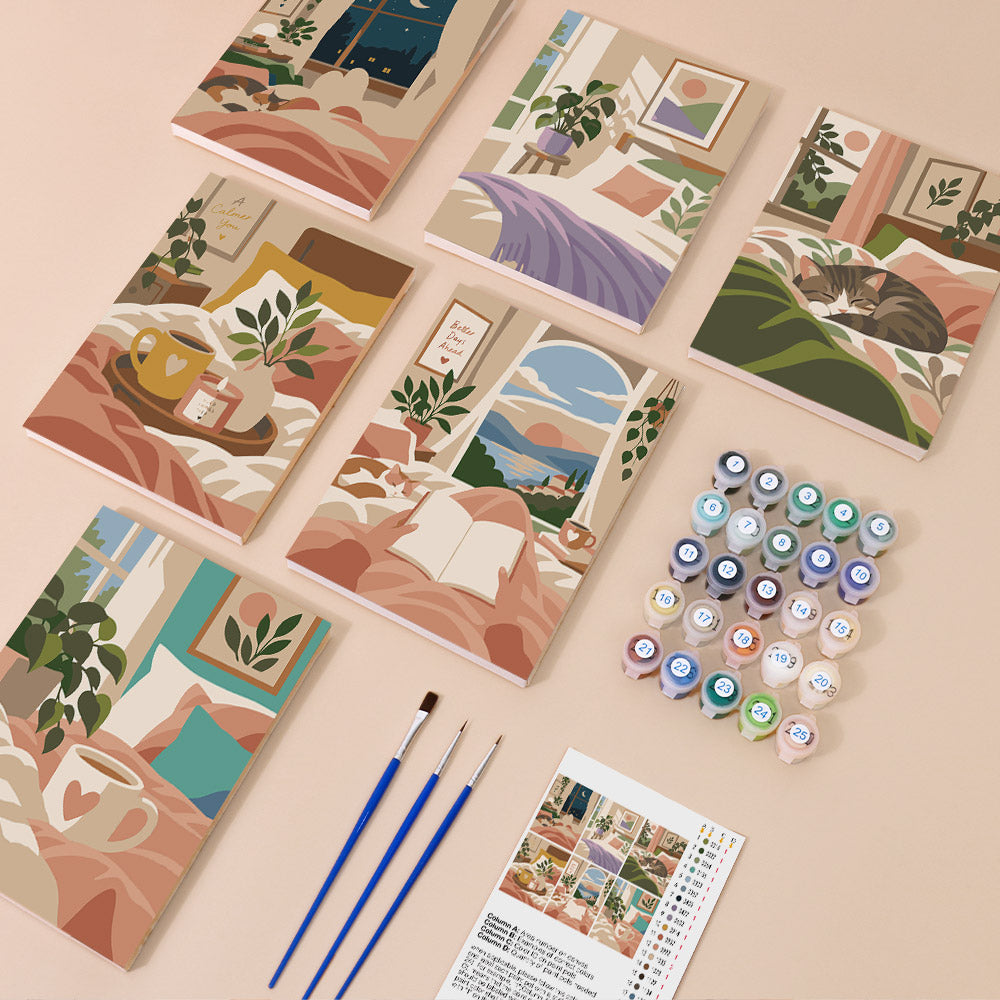 Cozy Bedroom Retreats mini paint by numbers – image 1