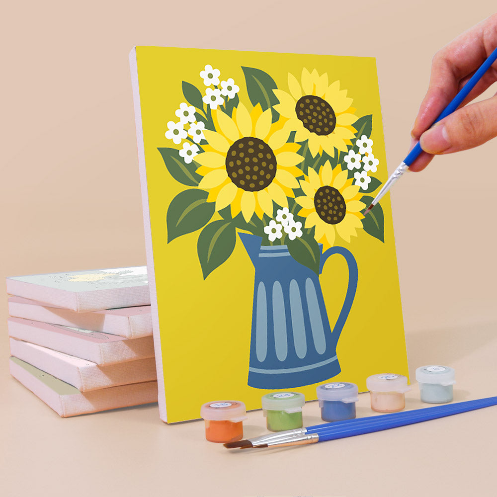 Sunflower Pitcher and Fruit Stems mini paint by numbers – image 3