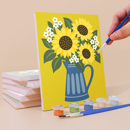 Sunflower Pitcher and Fruit Stems mini paint by numbers – image 3